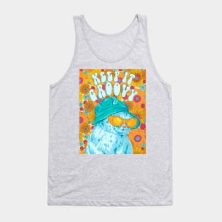 Keep It Groovy - Funky Floral Cat Tank Top